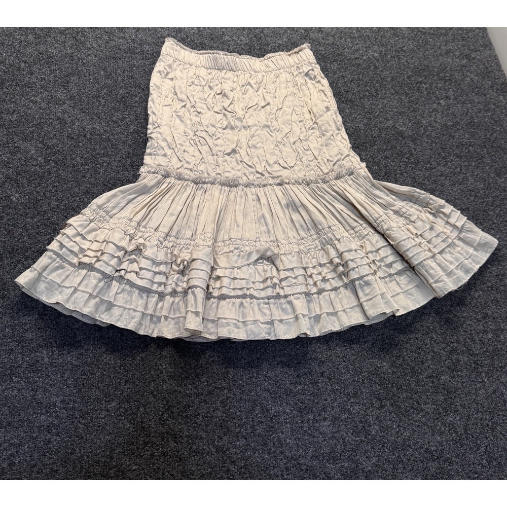 Zucca Tiered Ruffle Mini Skirt Womens‎ M Beige Crinkle Japanese Avant Garde Boho